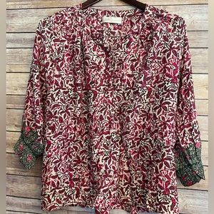 Natalie Martin silk blouse floral popover size XS or small
